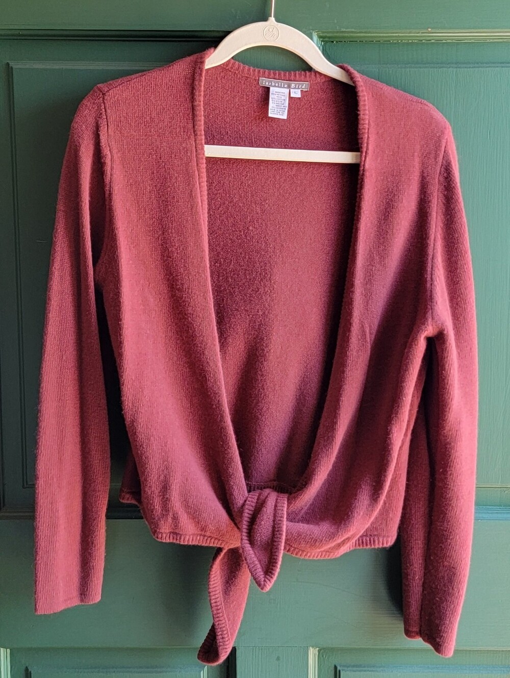 Twist-Front Open Cardigan Sweater - Dusty Rose Sz L